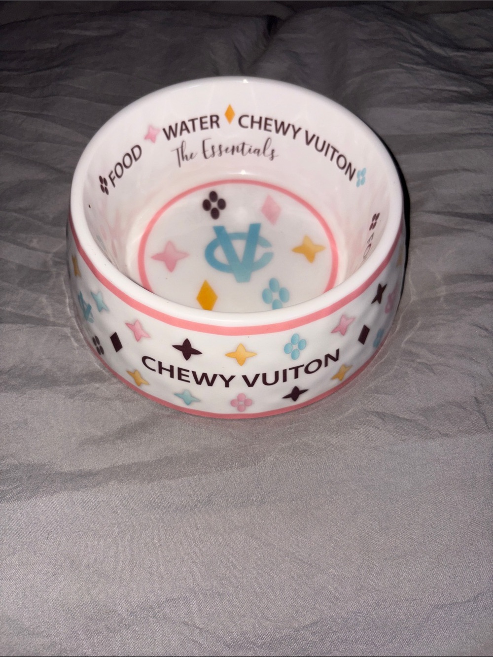 Chewy Vuitton Pink Multicolor Pet Bowl